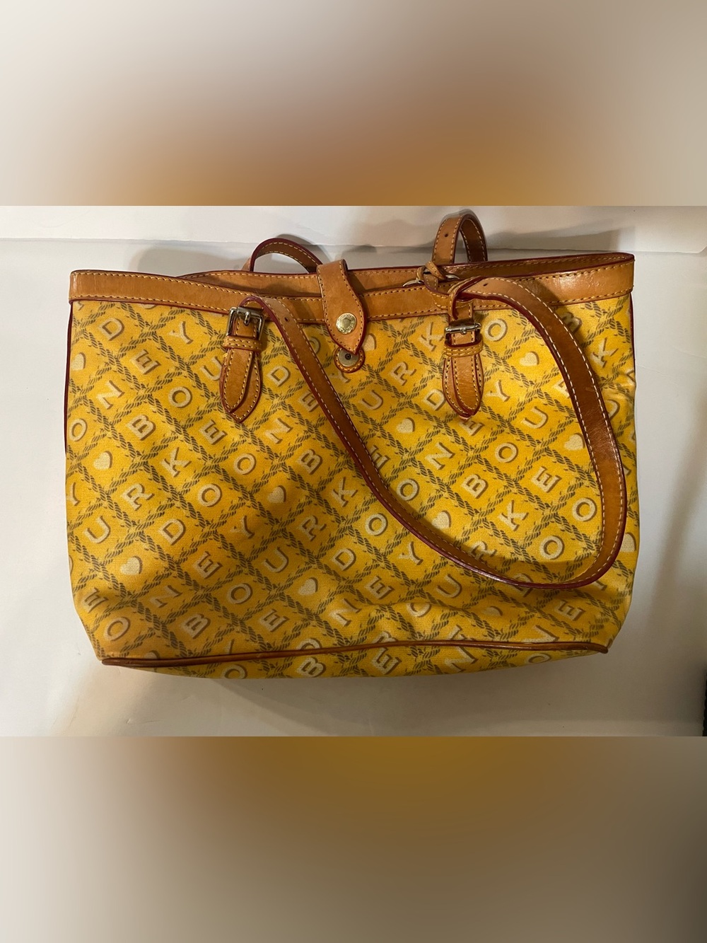 Dooney & Bourke Yellow Monogram Satchel Tote Y2K
